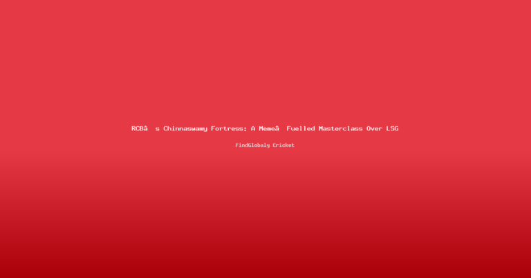 RCB’s Chinnaswamy Fortress: A Meme‑Fuelled Masterclass Over LSG